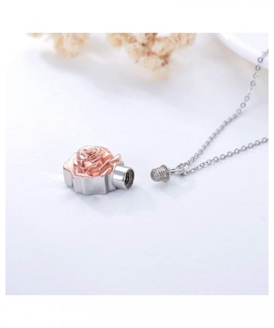 Rose Flower Urn Necklaces for Ashes Sterling Silver Origami Rose Flower Cremation Jewelry for Ashes Memory Jewelry for Women ...