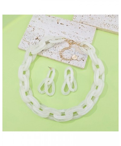 Double Layer Acrylic Resin Link Collar Necklaces Chunky Chain Collar Necklace Statement Fashion Paperclip Oval Choker Chain J...