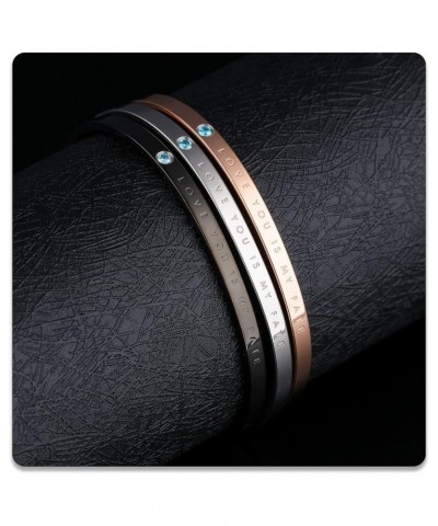 Fashion Simple Couple Stainless Steel Rhinestone Open Cuff Bracelet Steel $10.43 Bracelets