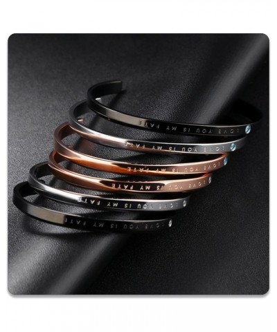 Fashion Simple Couple Stainless Steel Rhinestone Open Cuff Bracelet Steel $10.43 Bracelets