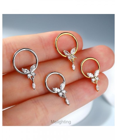 Butterfly Septum Ring 16G Septum Jewelry Stainless Steel 316L Opal Daith Piercing Jewelry Butterfly Conch Piercing Jewelry Da...