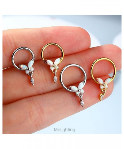 Butterfly Septum Ring 16G Septum Jewelry Stainless Steel 316L Opal Daith Piercing Jewelry Butterfly Conch Piercing Jewelry Da...