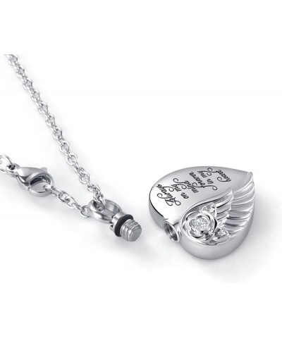 Angel Wing Heart Cremation Urn Necklaces for Ashes Flower Memorial Locket Pendant Keepsake Jewelry Engraved Always On My Mind...