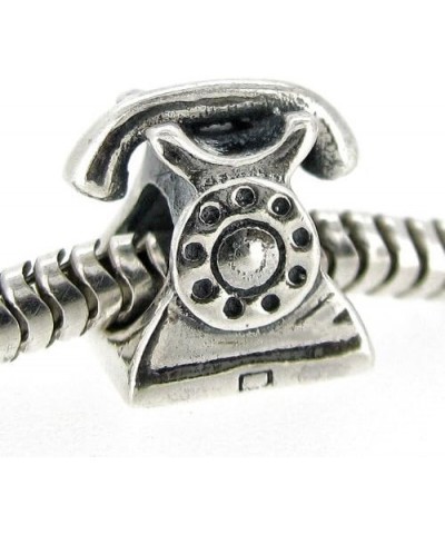 Sterling Silver Antique Telephone European Style Bead Charm $11.27 Bracelets