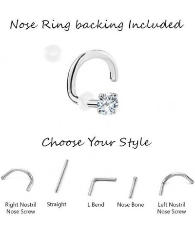 14k Solid Rose Gold Nose Ring, Stud, Nose Screw, L Bend, Nose Bone Triangle CZ 22G 20G or 18G 22 Gauge - Right Nose Screw $15...