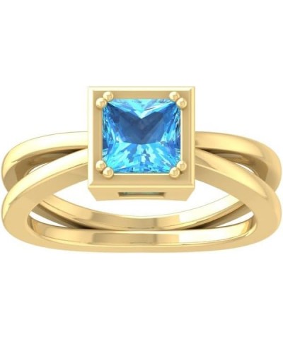 10K Gold and Silver Square Blue Topaz Solitaire Ring Size 10 yellow-gold $120.60 Rings