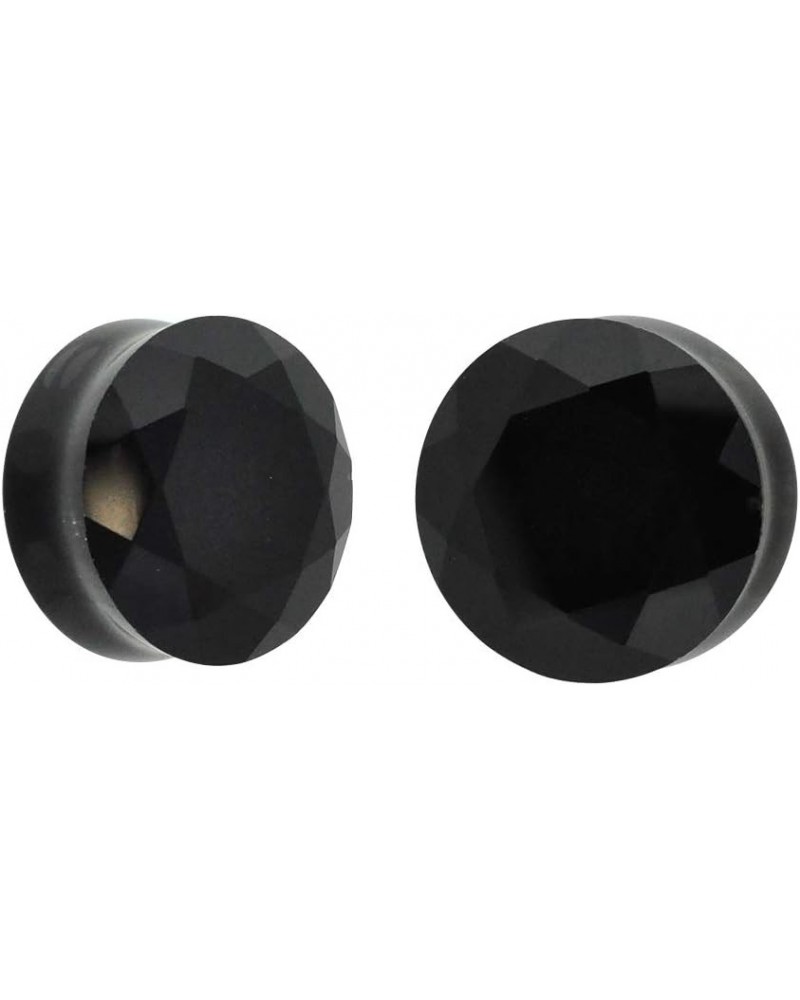 Pair of Black Faceted Double Flare Glass Plugs (PG-556) 3/4" (19mm) $11.24 Body Jewelry