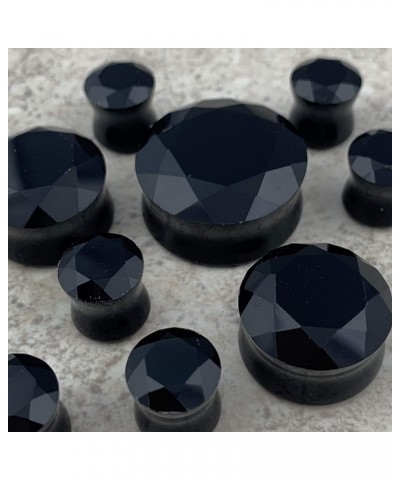 Pair of Black Faceted Double Flare Glass Plugs (PG-556) 3/4" (19mm) $11.24 Body Jewelry