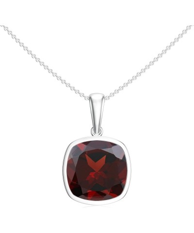 Natural Garnet Cushion Shaped Pendant for Women in Sterling Silver / 14K Solid Gold/Platinum 6MM Sterling Silver $41.70 Pendants