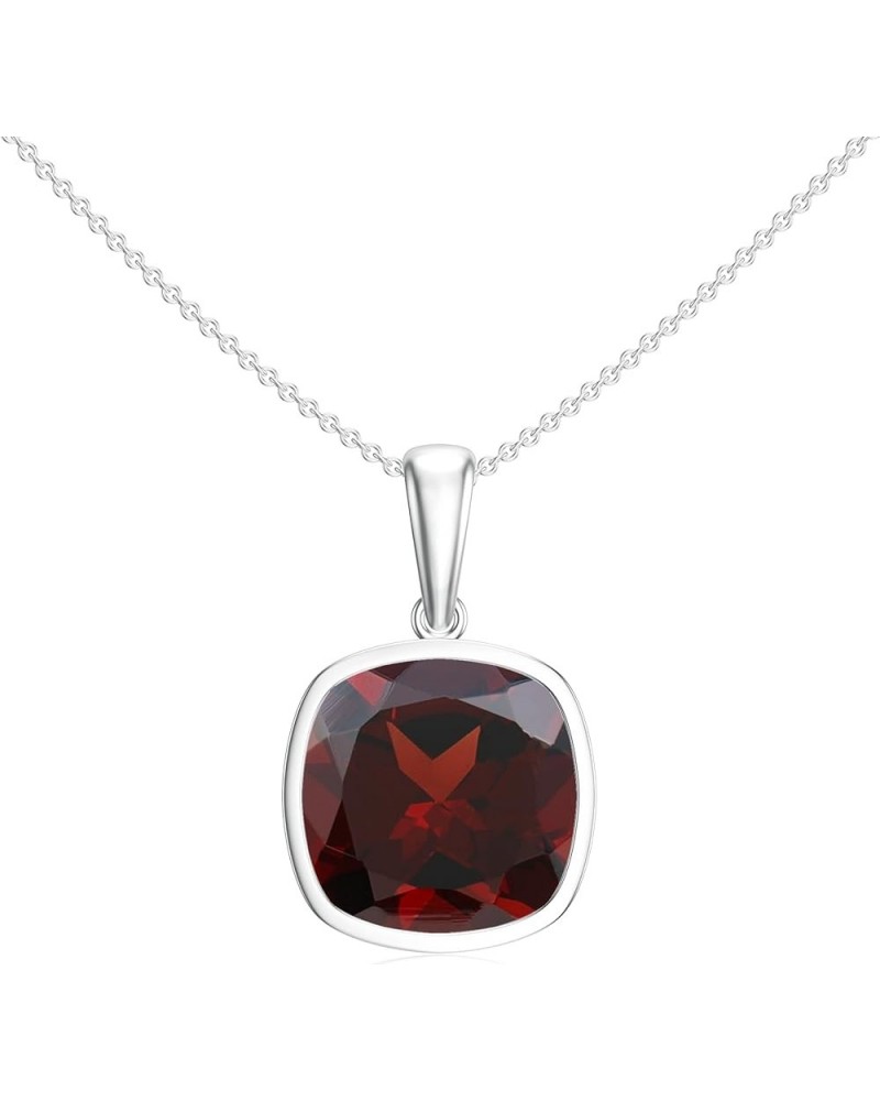 Natural Garnet Cushion Shaped Pendant for Women in Sterling Silver / 14K Solid Gold/Platinum 6MM Sterling Silver $41.70 Pendants