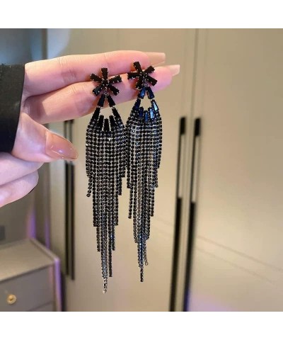 Flower Rhinestone Drop Earrings Crystal Boho Tassel Long Fashion Sparkle Dangle Earrings for Women Grils, Best Birthday Party...