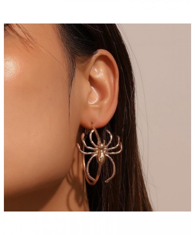 Gothic Spider Hoop Earrings Punk Black Insect Spider Earrings Large Circle Hoop Earrings for Halloween Pagold $8.99 Earrings