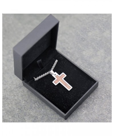 Personalized Tungsten Cross Gold Plated, Black Plated or Polished with Inlay of Opal, Hawaiian Koa Wood or Black Carbon Fiber...