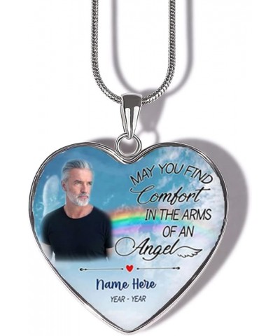 Custom Photo Picture Necklace Personalized I Will Carry Hold You with Me Memorial Customized Pendant With Angel Wings Sterlin...