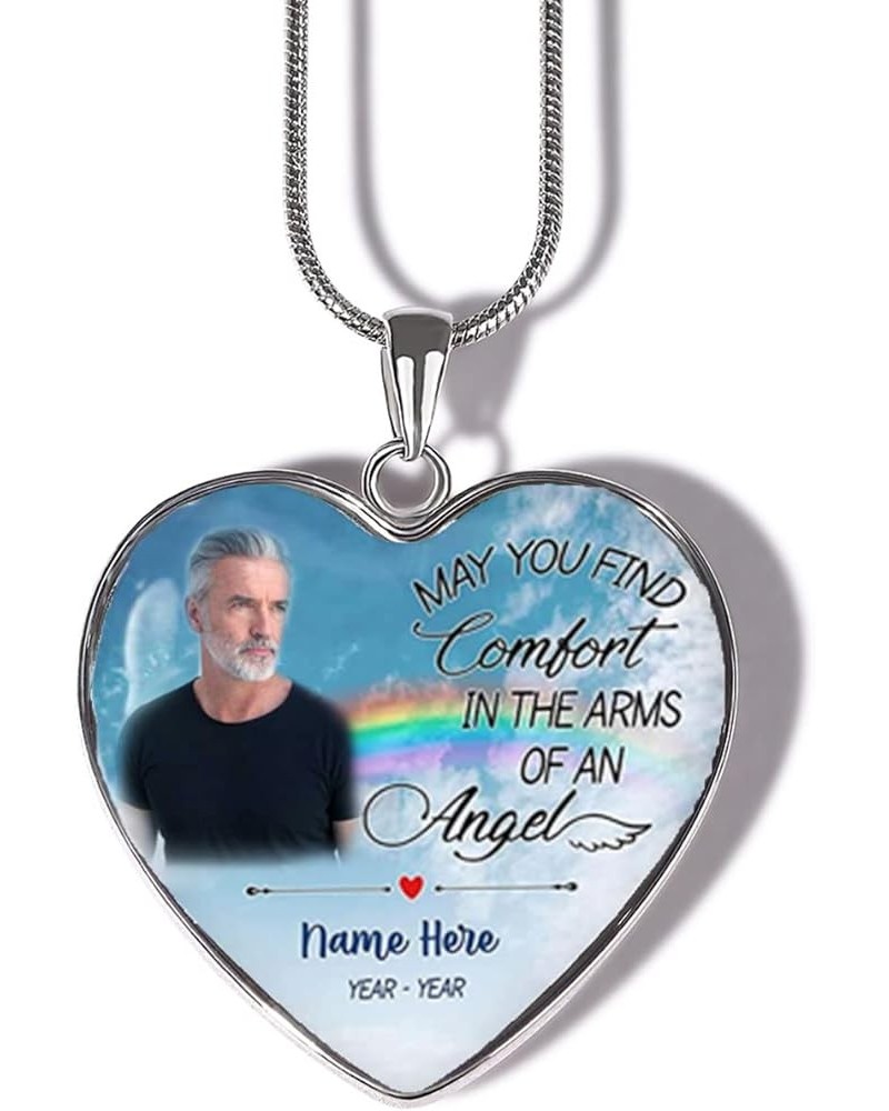 Custom Photo Picture Necklace Personalized I Will Carry Hold You with Me Memorial Customized Pendant With Angel Wings Sterlin...