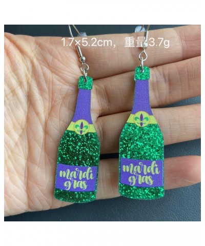 Colorful Mardi Gras Resin Champagne Acrylic Crown Earrings Dainty Animal Lobster Hat Star Dinosaur Gnome Feather Mask Shape E...