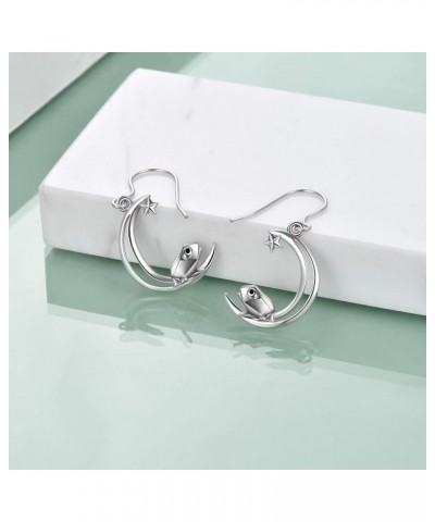 Sterling Silver Fox/Frog Earrings for Women Origami Fox/Frog Moon Dangle Drop Earrings for Women Mom frog $15.68 Earrings