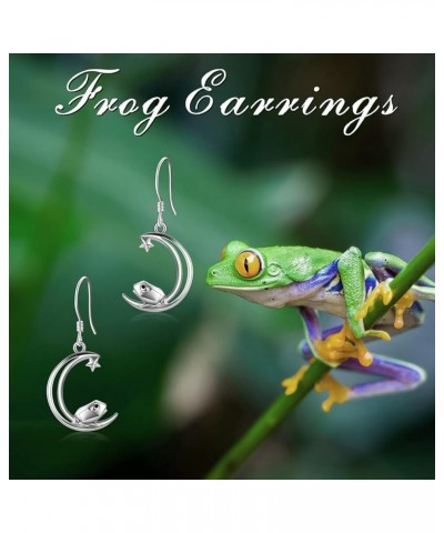 Sterling Silver Fox/Frog Earrings for Women Origami Fox/Frog Moon Dangle Drop Earrings for Women Mom frog $15.68 Earrings