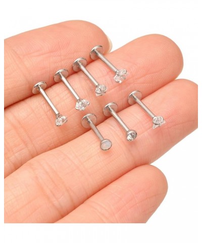 28Pcs 20G 18G 16G Push in Lip Rings Stainless Steel Labret Jewelry Monroe Opal CZ Cartilage Daith Tragus Helix Earrings Studs...