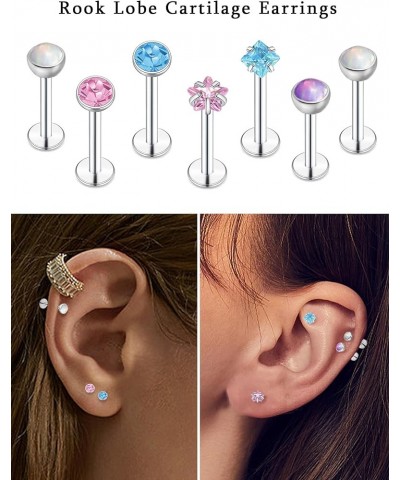 28Pcs 20G 18G 16G Push in Lip Rings Stainless Steel Labret Jewelry Monroe Opal CZ Cartilage Daith Tragus Helix Earrings Studs...