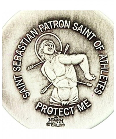 Sterling Silver Sports Medal with Saint Sebastian Protect This Athlete Back Football $32.44 Pendants