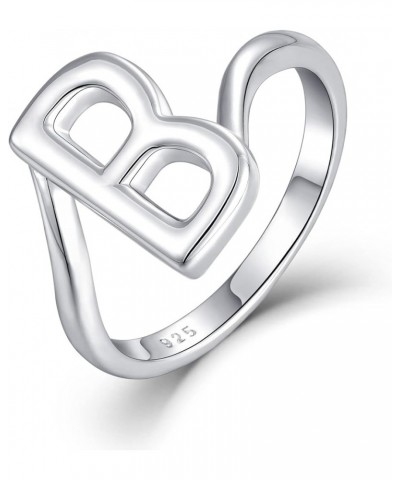 Large Initial Ring for Women 925 Sterling Silver Letters A-Z 26 Alphabet Adjustable Ring Size 7 B $22.56 Rings