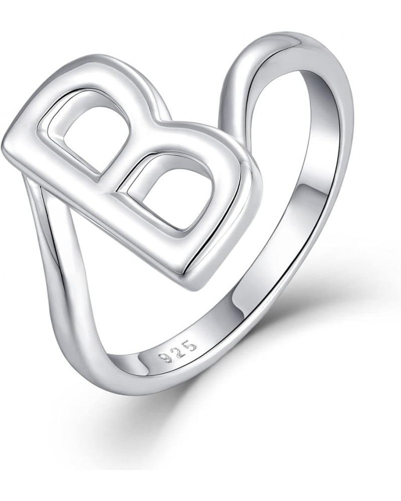 Large Initial Ring for Women 925 Sterling Silver Letters A-Z 26 Alphabet Adjustable Ring Size 7 B $22.56 Rings