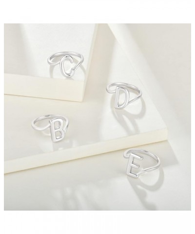 Large Initial Ring for Women 925 Sterling Silver Letters A-Z 26 Alphabet Adjustable Ring Size 7 B $22.56 Rings