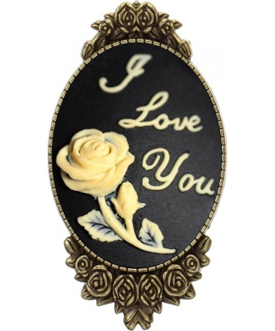 Cameo Style Brooch Pin Rose Decor Antique Brass Fashion Jewelry Pouch for Gift iLoveYou $9.44 Brooches & Pins