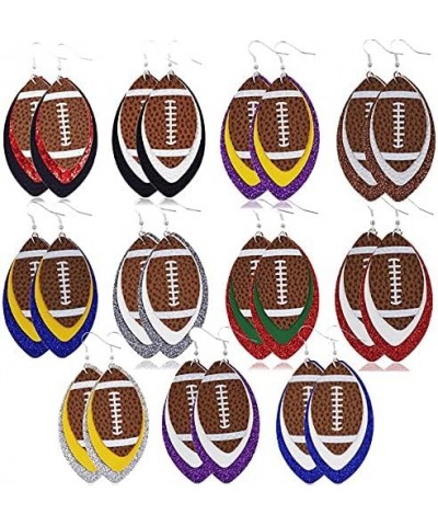 Glitter Faux Leather Football Drop Dangle Earrings for Women Girls Gift Accessories Football Jewelry for Moms 3 layers Purple...