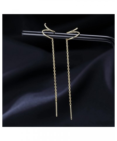 Solid 925 Sterling Silver Spiral Tassel Threader Earrings for Women Girls Twist Chain Dangle Earrings Drops B-Yellow Gold $10...