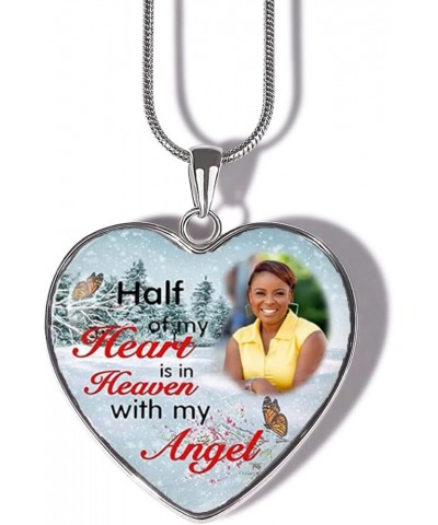 Custom Photo Picture Necklace Personalized I Will Carry Hold You with Me Memorial Customized Pendant With Angel Wings Sterlin...