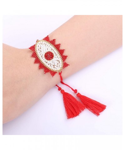 Miyuki Seed Beads Handmade Evil Eye Bracelects for Women Red $8.94 Bracelets