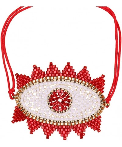 Miyuki Seed Beads Handmade Evil Eye Bracelects for Women Red $8.94 Bracelets