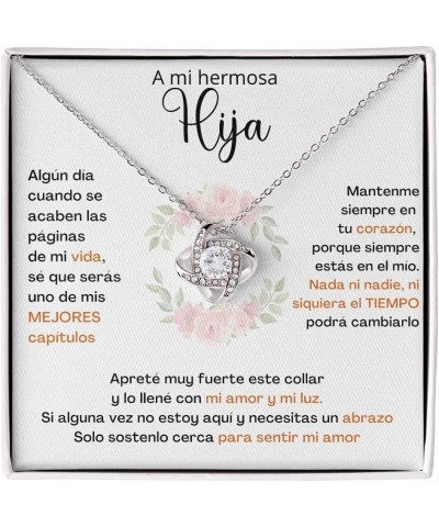 A Mi Hija - SÉ QUE SERÁS UNO DE MIS MEJORES CAPÍTULOS - Collar de Nudo de Amor Oro Blanco 14K / Cajita Estandard Gratis (Incl...