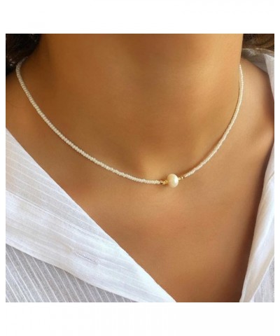 Freshwater Pearl Necklace, Pearl Choker Necklace White Pearl Charm Natural Freshwater Pearl Necklace,Rice Bead Beaded Necklac...