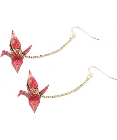 Origami Crane Bird Dangle For Women or Girls Cute Pretty Earrings Red $9.71 Earrings