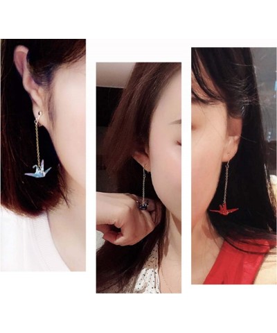 Origami Crane Bird Dangle For Women or Girls Cute Pretty Earrings Red $9.71 Earrings