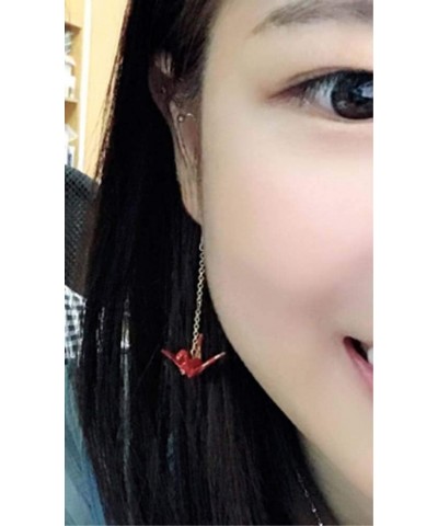 Origami Crane Bird Dangle For Women or Girls Cute Pretty Earrings Red $9.71 Earrings