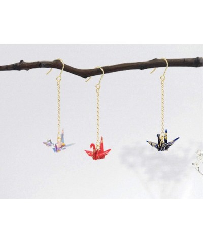 Origami Crane Bird Dangle For Women or Girls Cute Pretty Earrings Red $9.71 Earrings