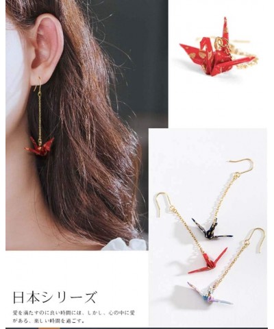 Origami Crane Bird Dangle For Women or Girls Cute Pretty Earrings Red $9.71 Earrings