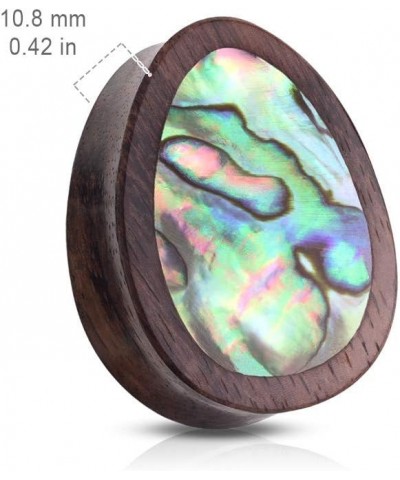 Abalone Inlaid Sono Wood Tear Drop Saddle Plugs, Sold as a Pair 25mm (1") $9.73 Body Jewelry