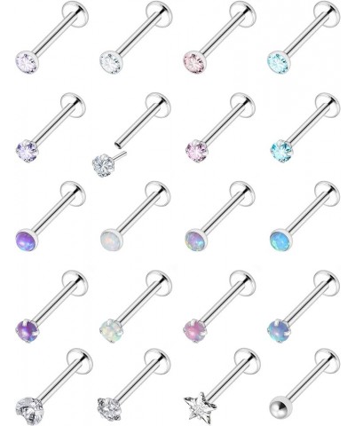 18G 20G Threadless Push in Nose Rings for Women 316L Surgical Stainless Steel L Shaped Nose Studs Screw Bone Nose Rings Pierc...