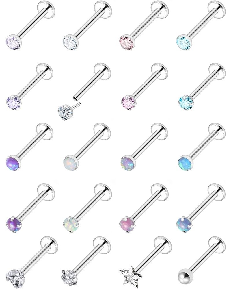 18G 20G Threadless Push in Nose Rings for Women 316L Surgical Stainless Steel L Shaped Nose Studs Screw Bone Nose Rings Pierc...