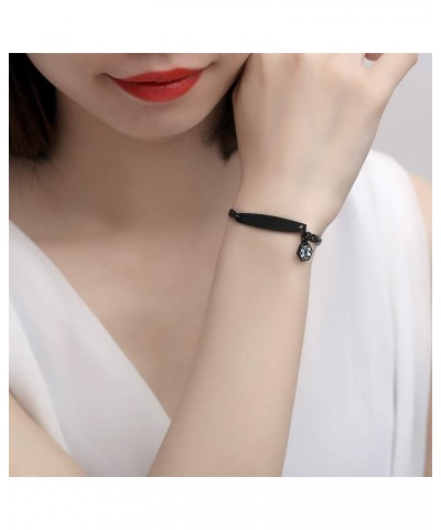 Fashion small Figaro medical alert bracelet for women adjustable 6.5-8 inch Black asthma $14.56 Bracelets