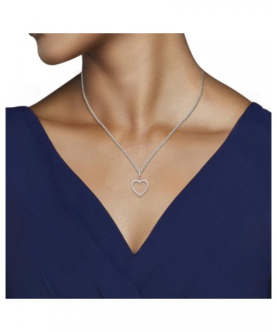 Sterling Silver and 10K Rose Gold 1/5 Cttw Natural White Round Diamond Open Heart Pendant Necklace, 18" Cable Chain $52.60 Ne...