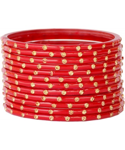 Indian Bollywood Jewelry Bangles Set Ethnic Glass Wedding Bracelets Bangles 12pc Red 2.6 Inches $8.40 Bracelets