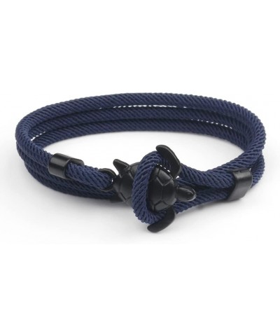 Unisex Unique Sea Turtle Adjustable Milan Cord Rope Wrap Bracelet for Men and Women Navy Blue $7.50 Bracelets