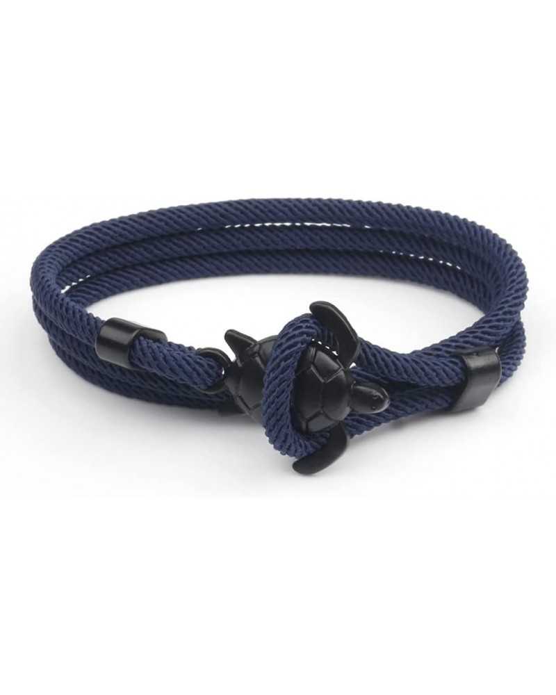 Unisex Unique Sea Turtle Adjustable Milan Cord Rope Wrap Bracelet for Men and Women Navy Blue $7.50 Bracelets