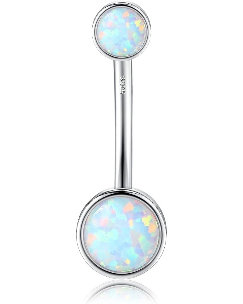 Sterling Silver 14G Belly Button Ring Opal CZ Navel Piercing Jewelry Long Bar Belly Rings for Women 12mm Silver-Opal 1 $11.39...